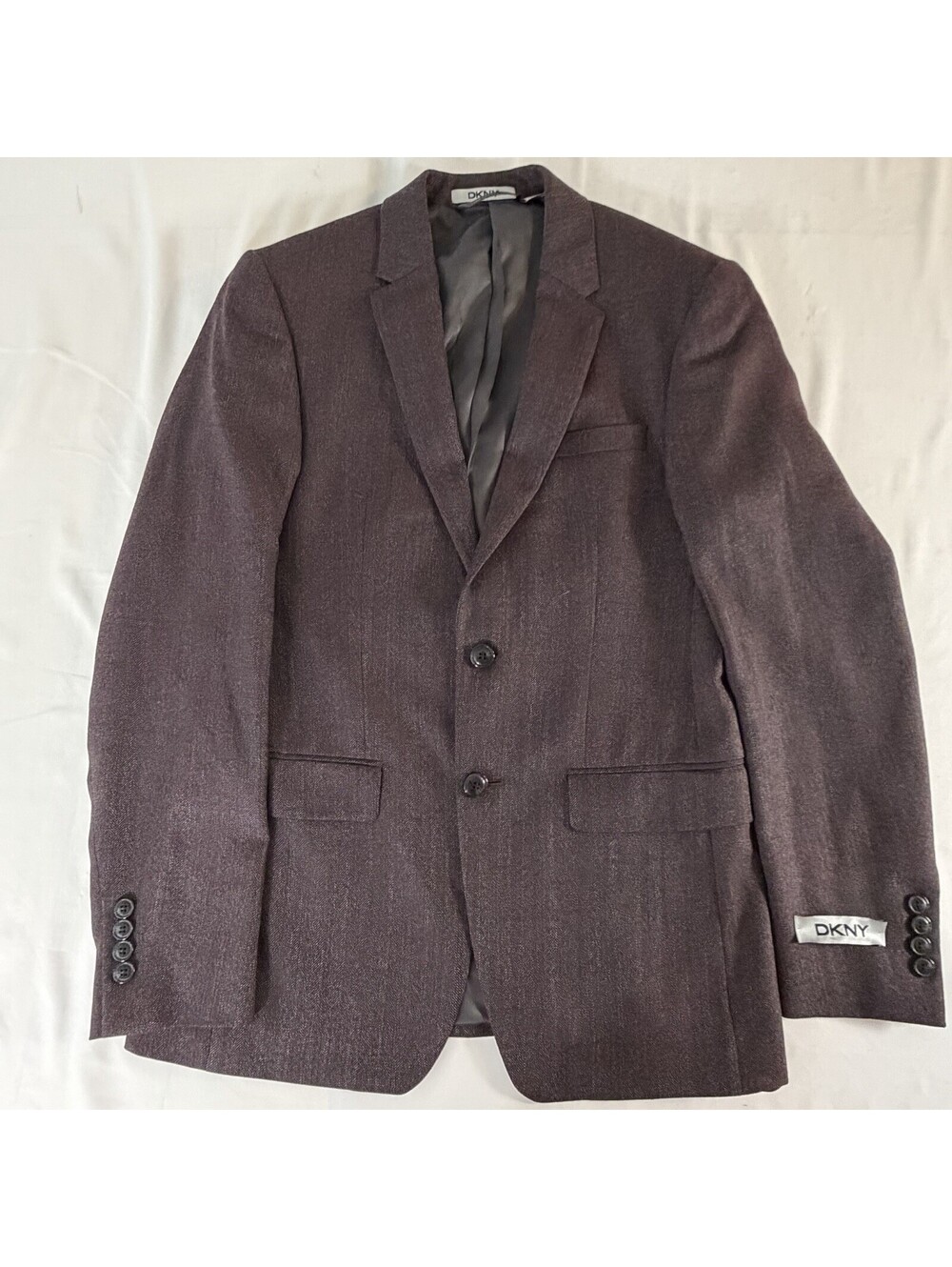 DKNY Men's Two-Button Wool Blend Blazer 36R Burgundy